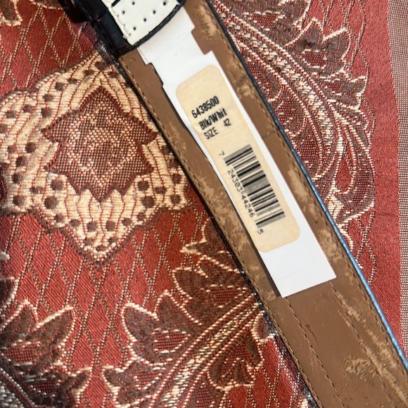 Mens Preowned leather belt black/white - Picture 4 of 8